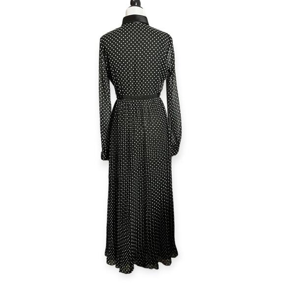 NEW GIAMBA Paris Polka Dots Collared Maxi Dress Black ITALY SIZE 42 US 6 NWT - Picture 3 of 15